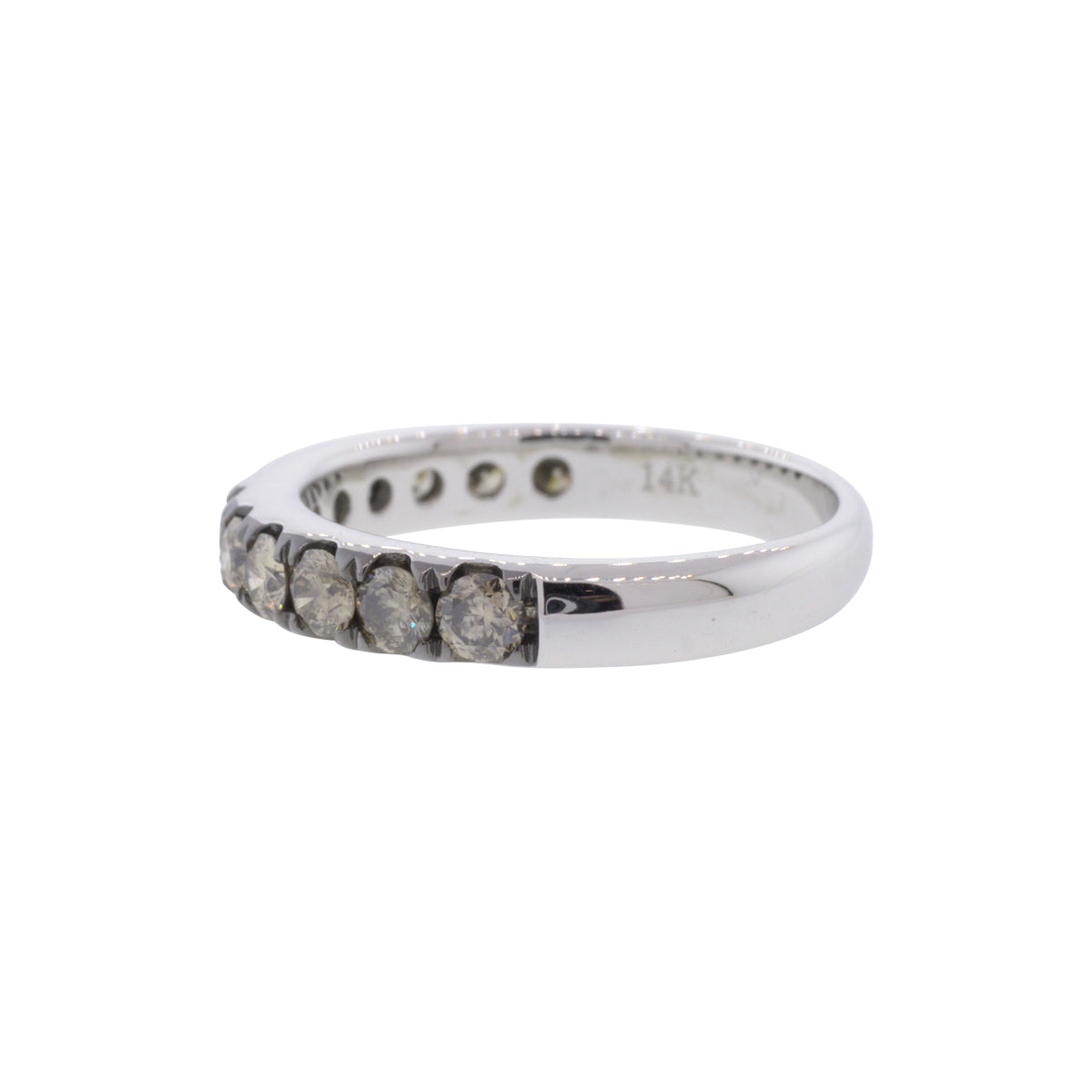 14K White Gold Champagne Diamond Band