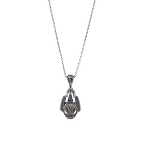 14K White Gold Champagne Old European Cut Diamond Necklace