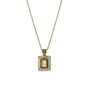Emerald-Cut Citrine Pendant Necklace