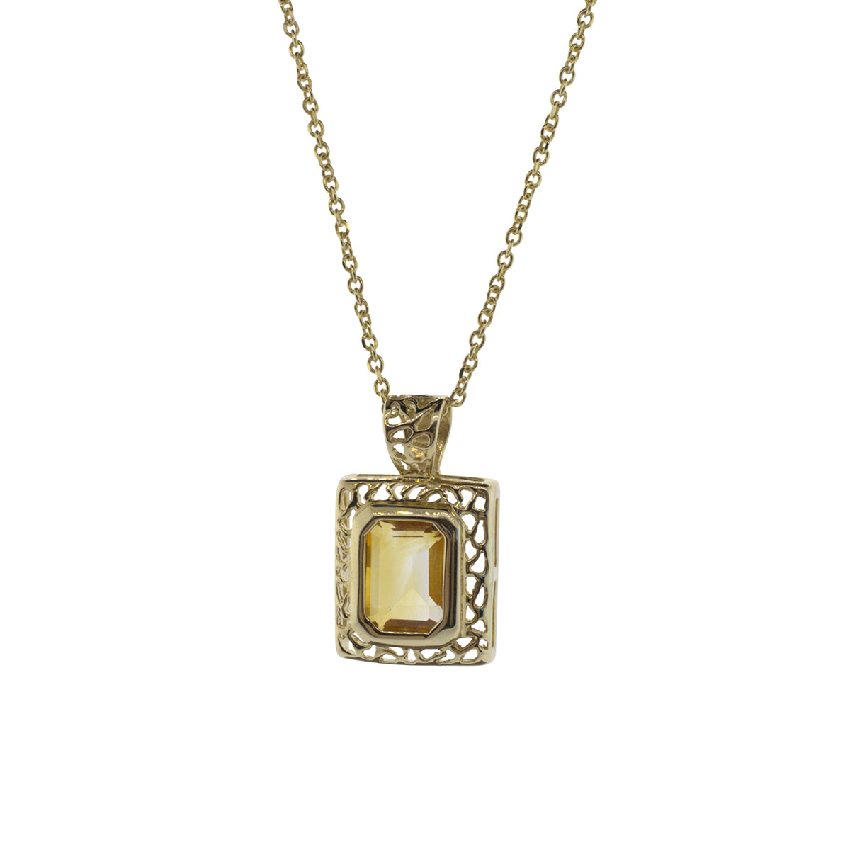 Emerald-Cut Citrine Pendant Necklace