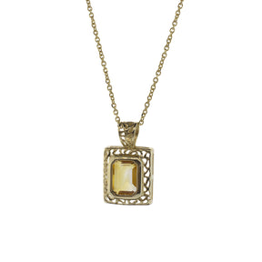 Emerald-Cut Citrine Pendant Necklace
