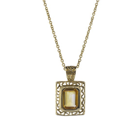 Emerald-Cut Citrine Pendant Necklace
