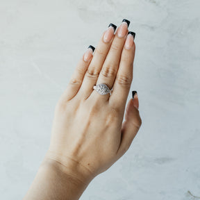 14K White Gold 1.94ctw Diamond Halo Engraved Ring