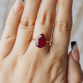 9K Yellow Gold 5.04ct Flux Treated Ruby Ring