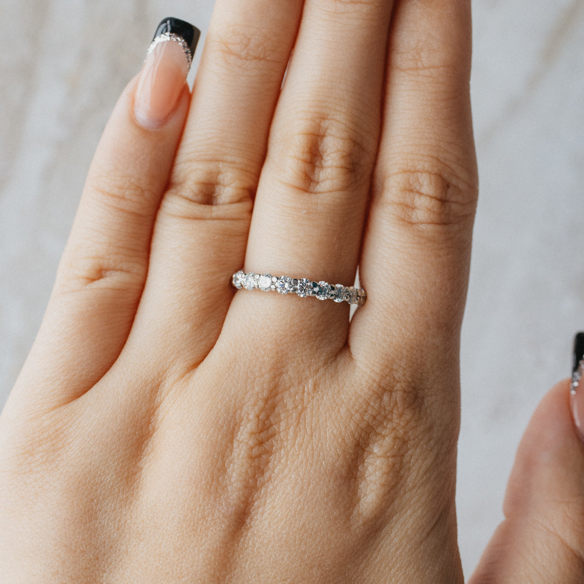 Platinum Ten Stone Diamond Wedding Ring