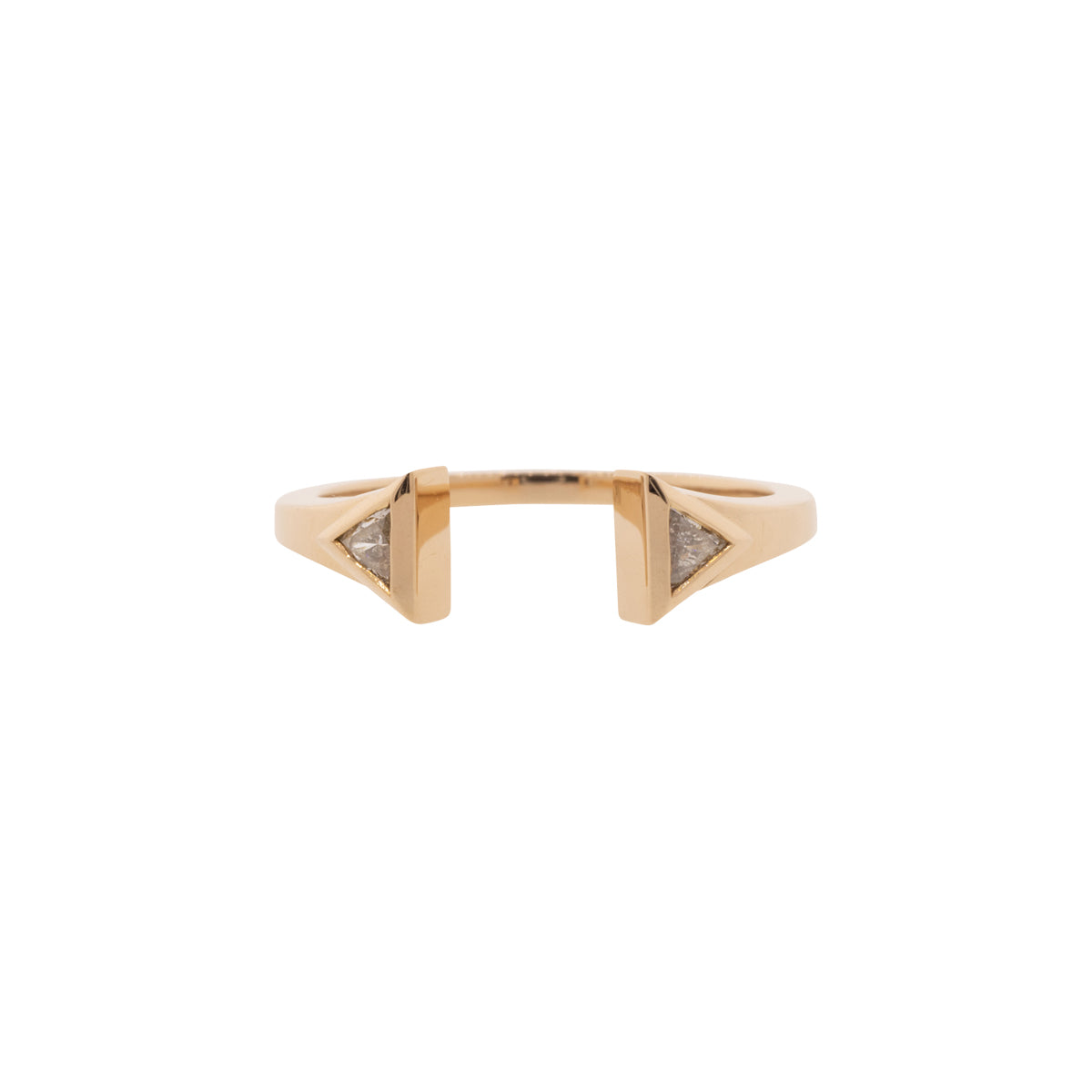 18K Rose Gold Trillion-Cut Diamond Cuff Ring