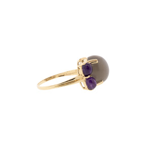 10K Yellow Gold Cat's-Eye Moonstone & Amethyst Ring