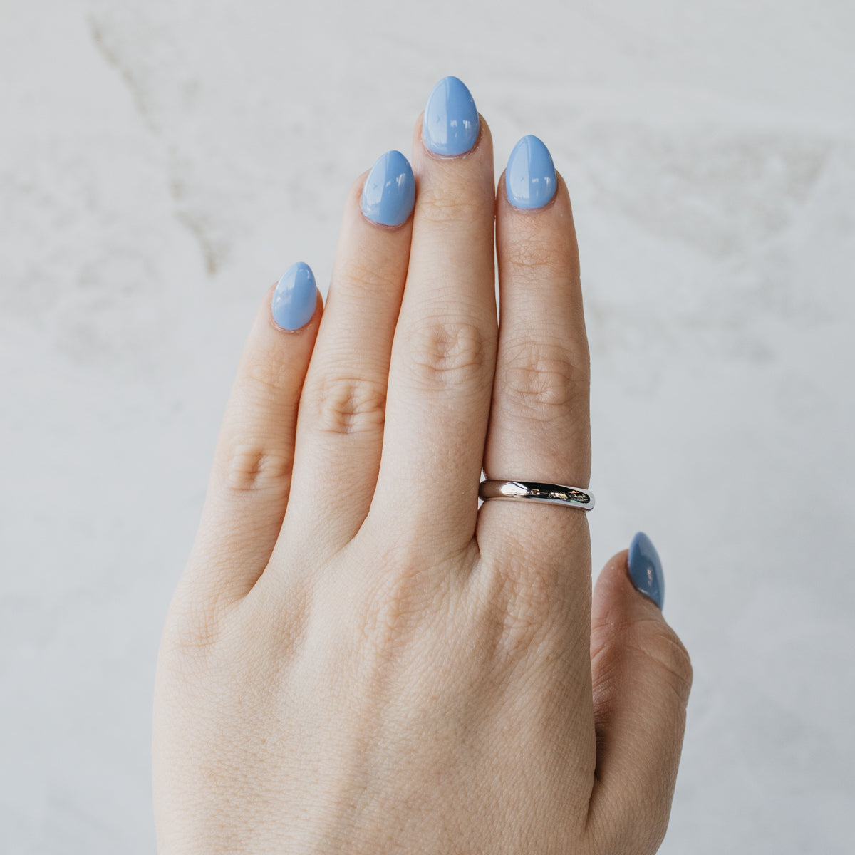 White Gold Half-Round Band