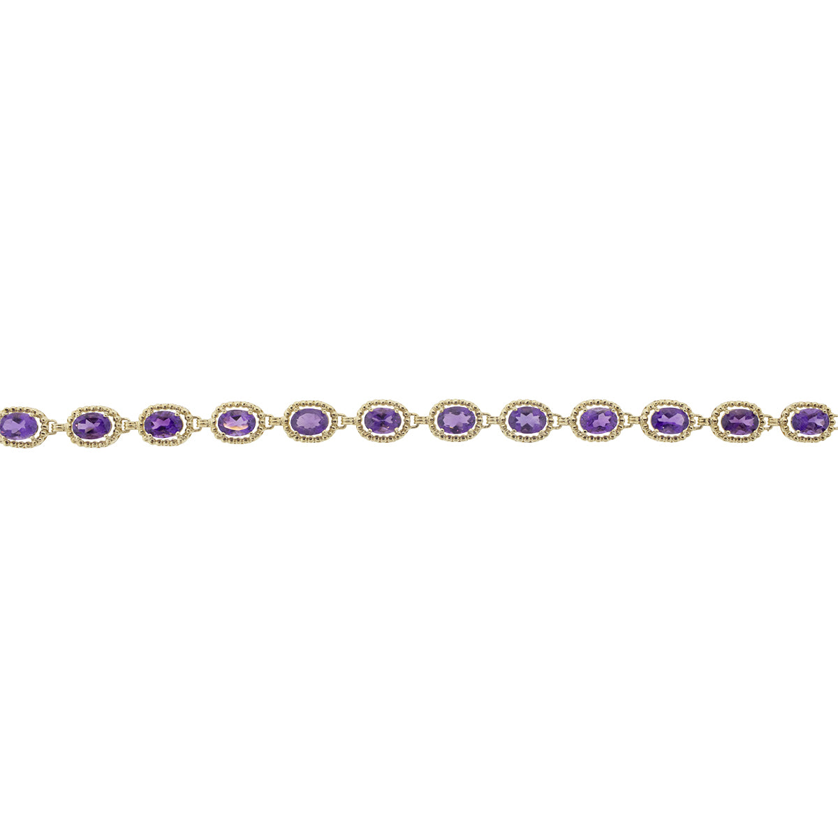 10K Yellow Gold Oval Cut Amethyst Bracelet