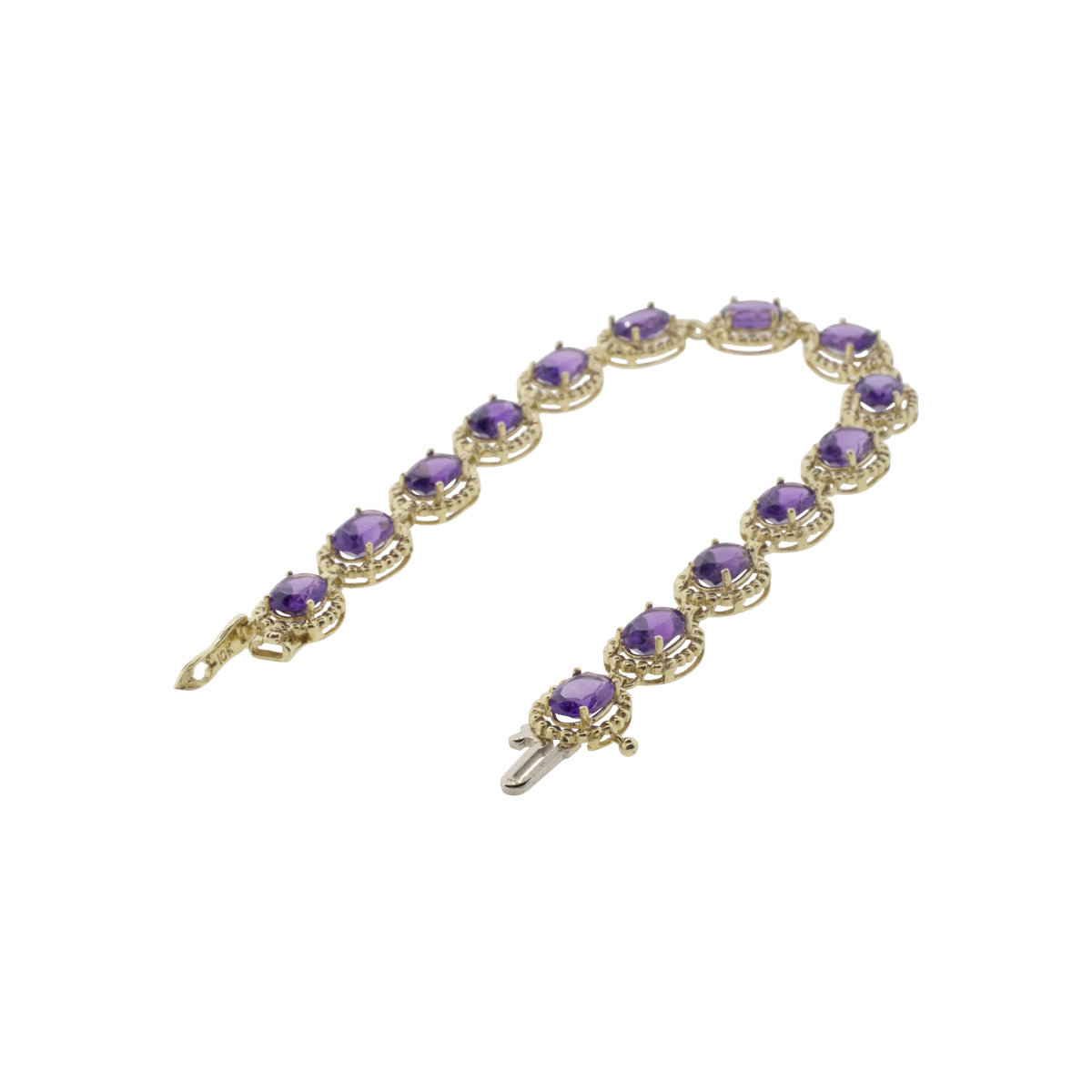 10K Yellow Gold Oval Cut Amethyst Bracelet