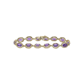 10K Yellow Gold Oval Cut Amethyst Bracelet
