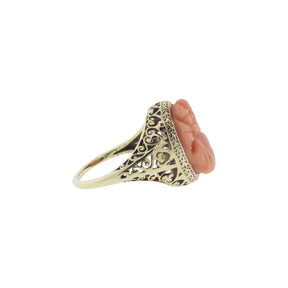 14K Yellow Gold Coral Cameo Ring