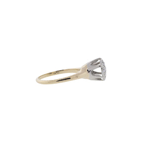 14K Yellow Gold & Platinum Old Mine Cut Diamond Ring