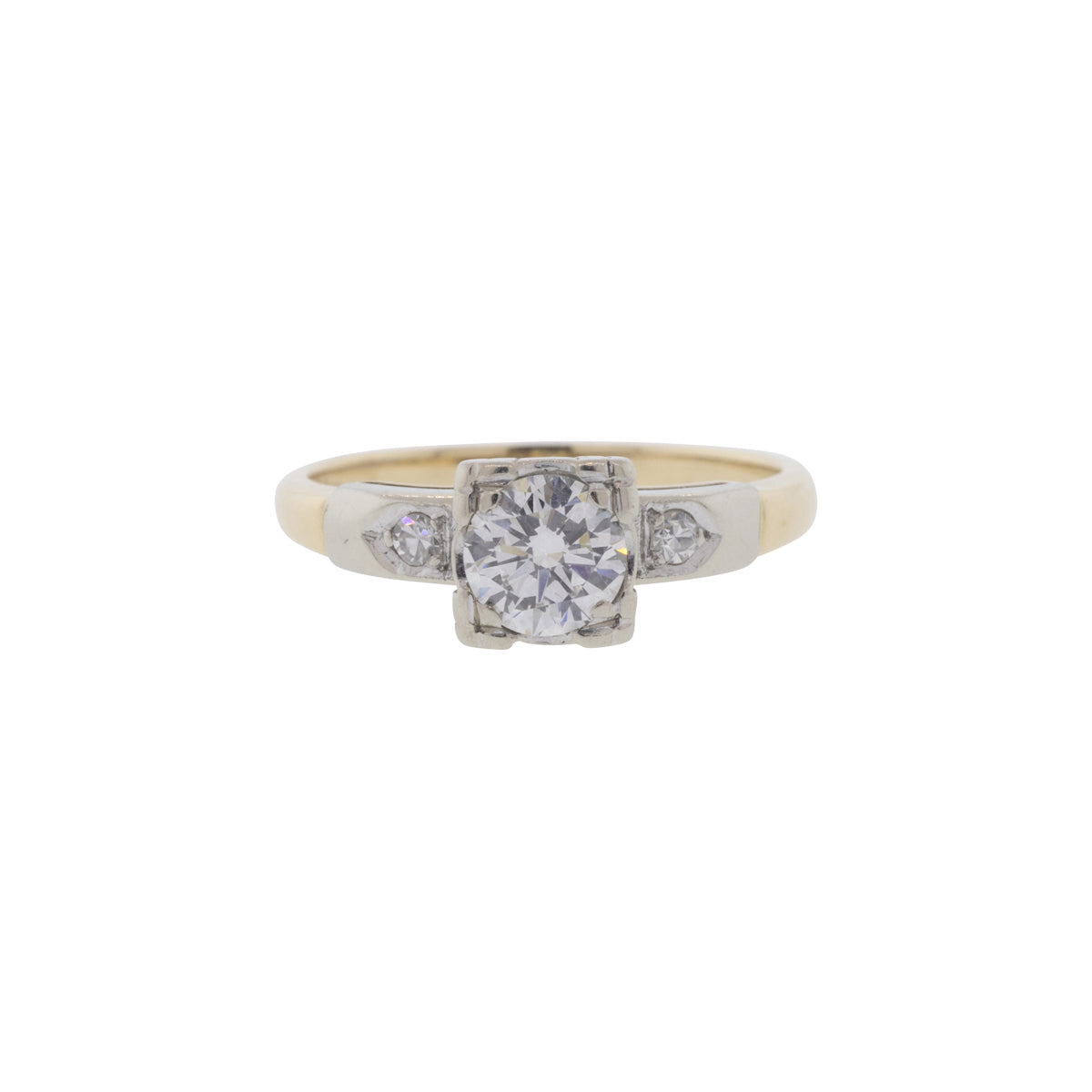 14K Yellow & White Gold 1950's 3-Stone Diamond Engagement Ring