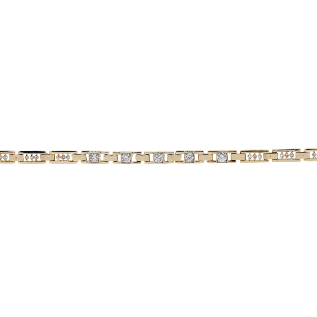 14K Yellow Gold Natural Diamond Floating Link Bracelet