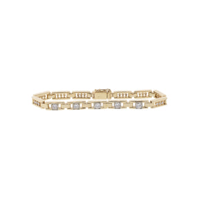 14K Yellow Gold Natural Diamond Floating Link Bracelet