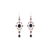 9K Yellow Gold Victorian Era Onyx & Pink Sapphire Earrings