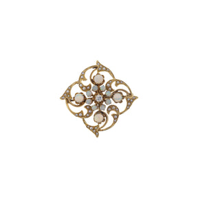 14K Yellow Gold Opal, Pearl, & Diamond Convertible Brooch Pendant