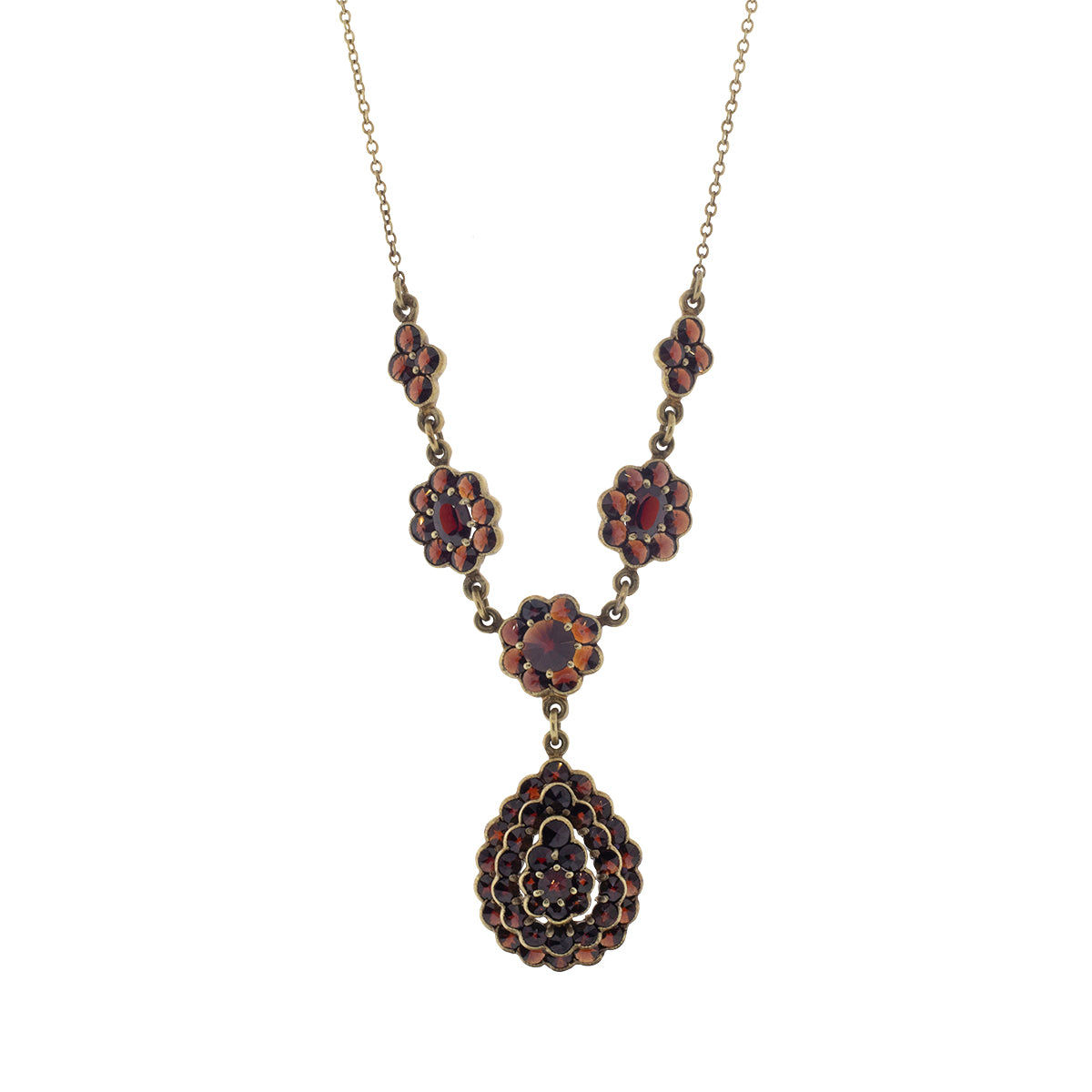 14K Yellow Gold Victorian Bohemian Garnet Necklace