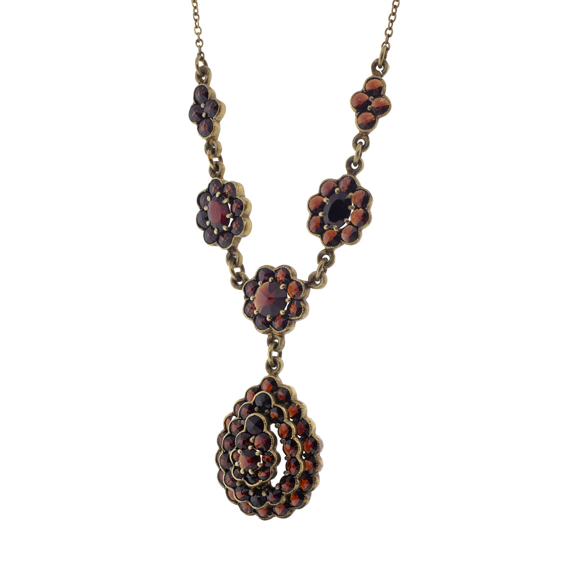 14K Yellow Gold Victorian Bohemian Garnet Necklace