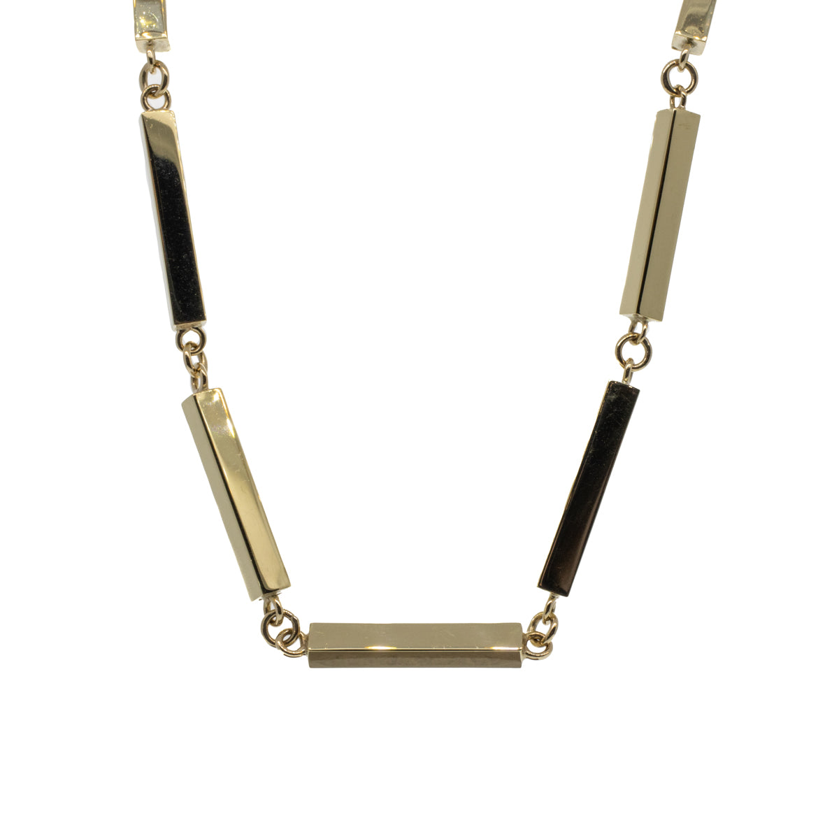 14K Yellow Gold Rectangle Link Necklace