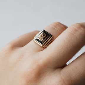 10K Yellow Gold 1932 Enamel High School Class Ring