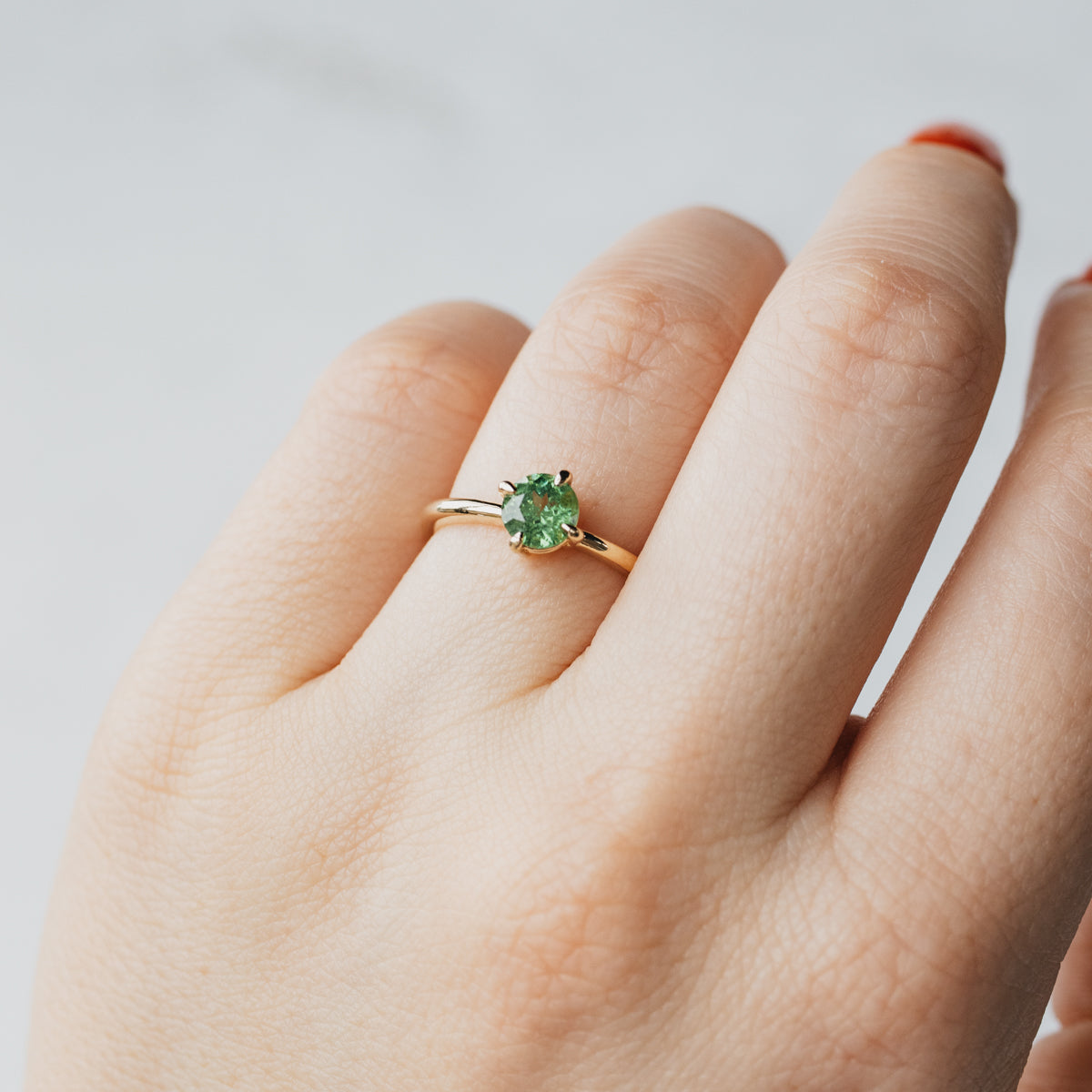 14K Yellow Gold 0.92ct Grossular Garnet Solitaire Ring