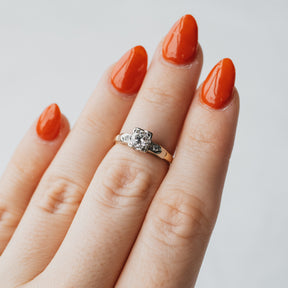 14K Yellow & White Gold 1950's 3-Stone Diamond Engagement Ring