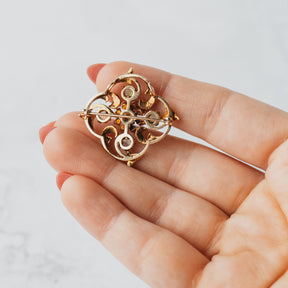 14K Yellow Gold Opal, Pearl, & Diamond Convertible Brooch Pendant