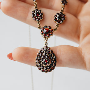 14K Yellow Gold Victorian Bohemian Garnet Necklace