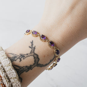10K Yellow Gold Oval Cut Amethyst Bracelet