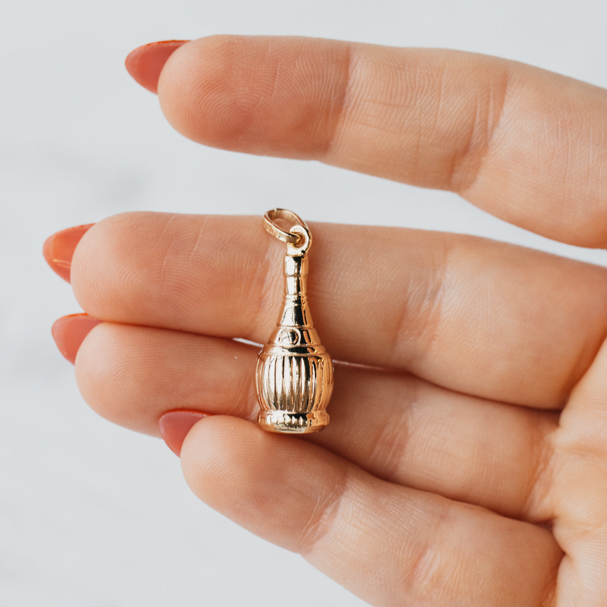 14K Yellow Gold Wine Bottle Charm