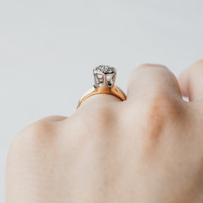 14K Yellow Gold & Platinum Old Mine Cut Diamond Ring