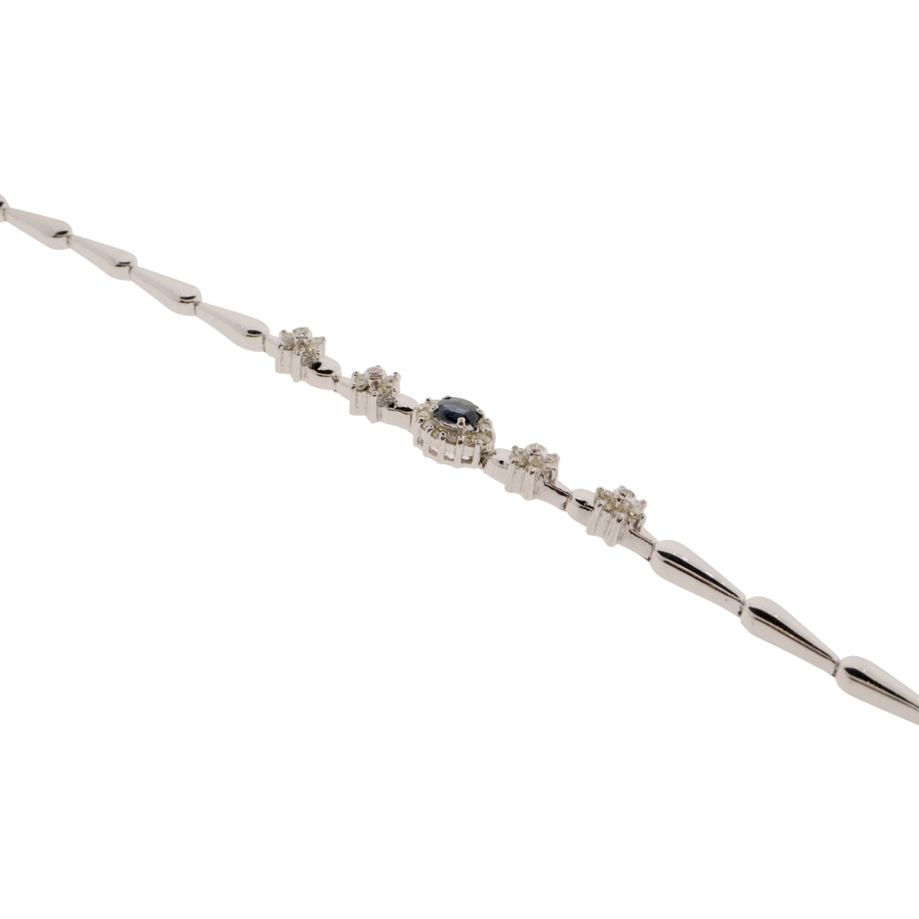 Blue Sapphire & Diamond Flower Bracelet