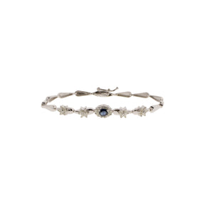 Blue Sapphire & Diamond Flower Bracelet