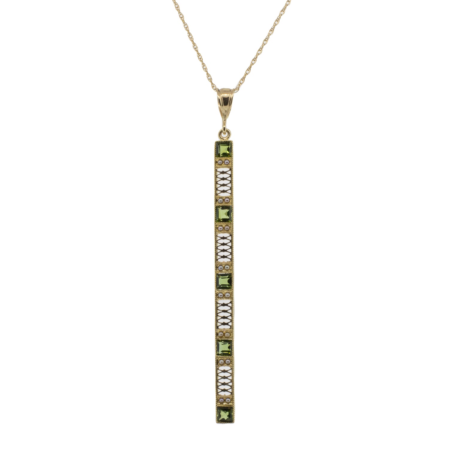 Victorian Tourmaline and Seed Pearl Converted Pendant