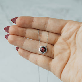 Tiffany & Co. Deep Rose Tourmaline and Diamond Halo Platinum Necklace