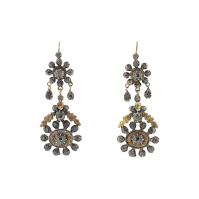 Georgian Old Cut Diamond Dangle Earrings