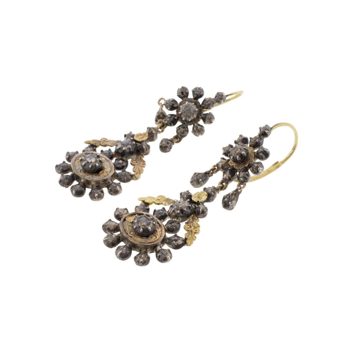 Georgian Old Cut Diamond Dangle Earrings