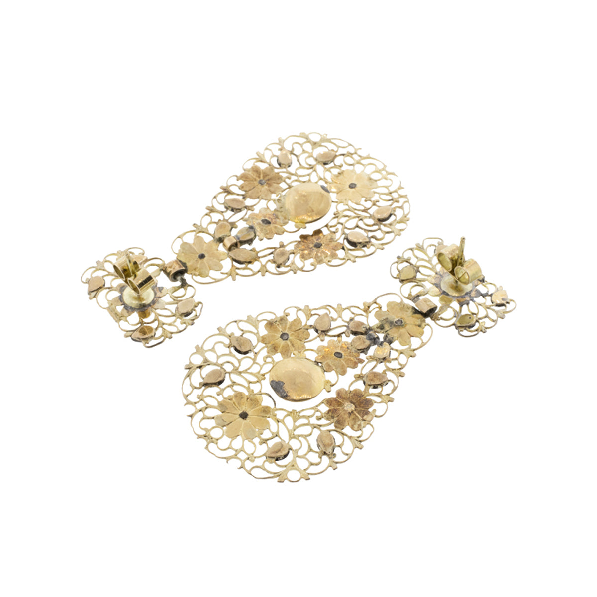 9-17K Yellow Gold Georgian Rose-Cut Diamond Earrings