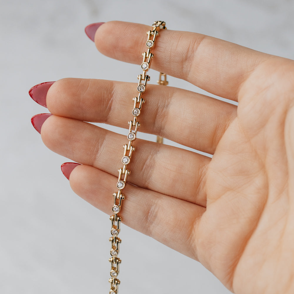 Jax Link Style Bezel Set Diamond Bracelet