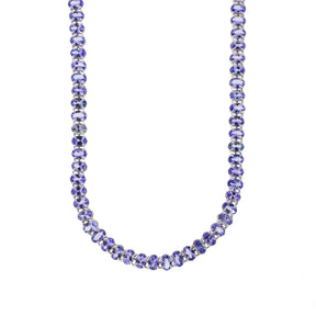 14K White Gold Oval Tanzanite Line Necklace