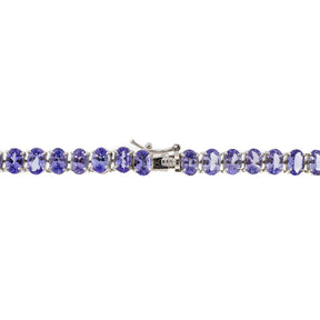 14K White Gold Oval Tanzanite Line Necklace