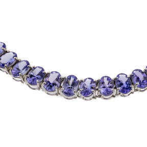 14K White Gold Oval Tanzanite Line Necklace
