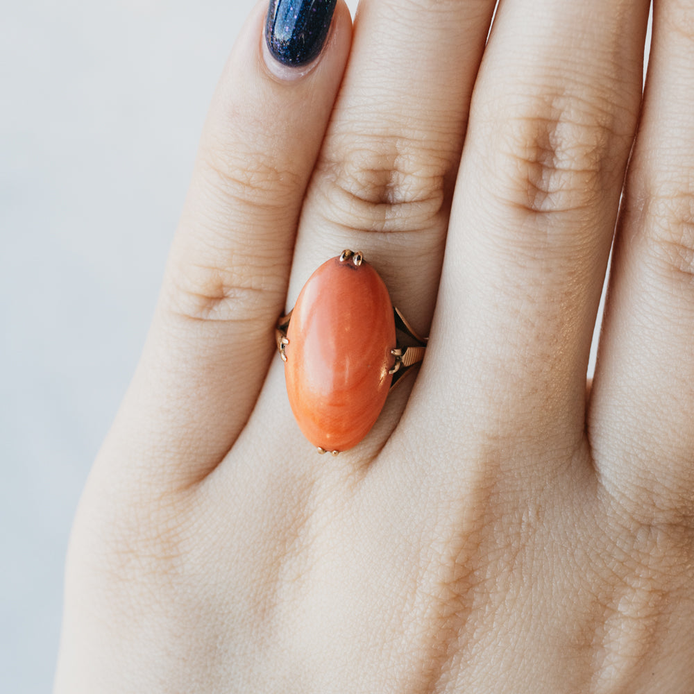 Victorian Coral Split-Shank Ring