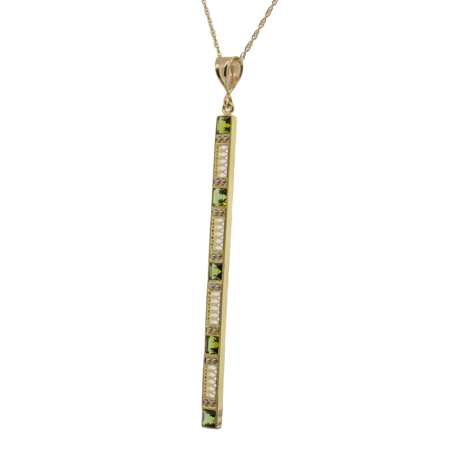 Victorian Tourmaline and Seed Pearl Converted Pendant