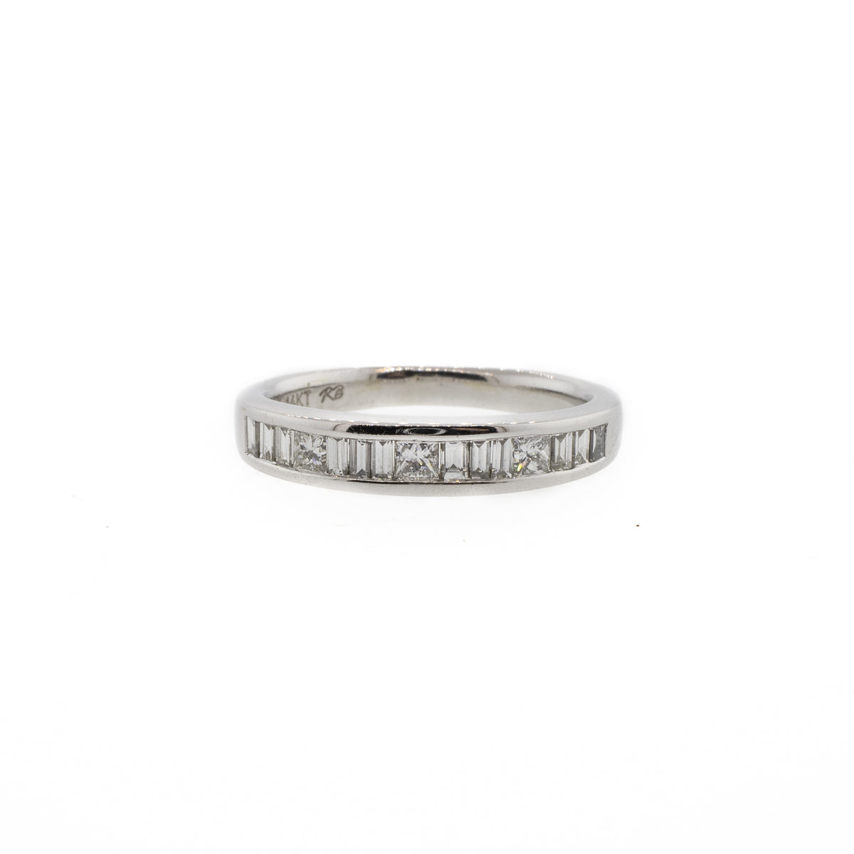 Baguette And Princess Cut White Gold Diamond Channel-Set Band