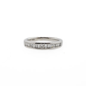 Baguette And Princess Cut White Gold Diamond Channel-Set Band