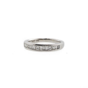 Baguette And Princess Cut White Gold Diamond Channel-Set Band