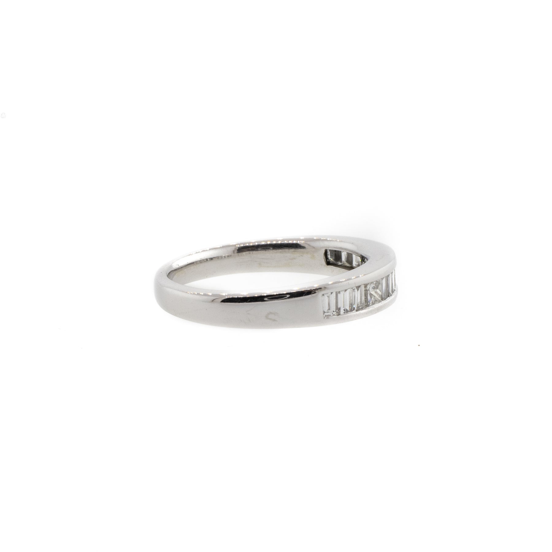 Baguette And Princess Cut White Gold Diamond Channel-Set Band